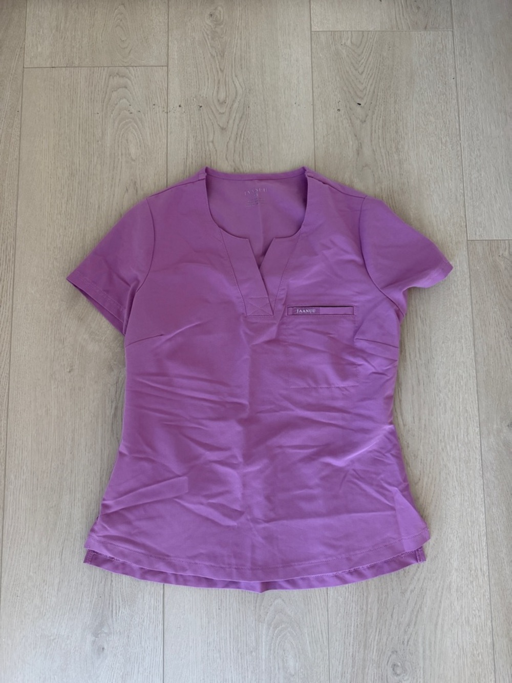 Jaanuu Short Sleeve V-Neck scrub Top in Purple